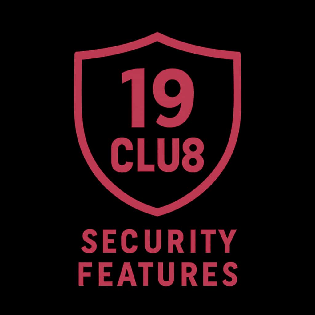 A badge symbolizing security features for 19 Club.