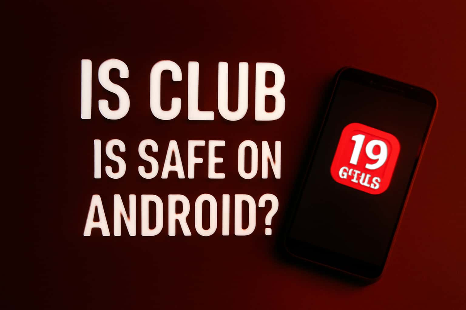 An informative scene illustrating the safety features of the 19 Club app on Android devices.